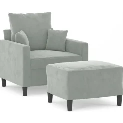 vidaXL Fauteuil met voetenbank 60 cm fluweel geel