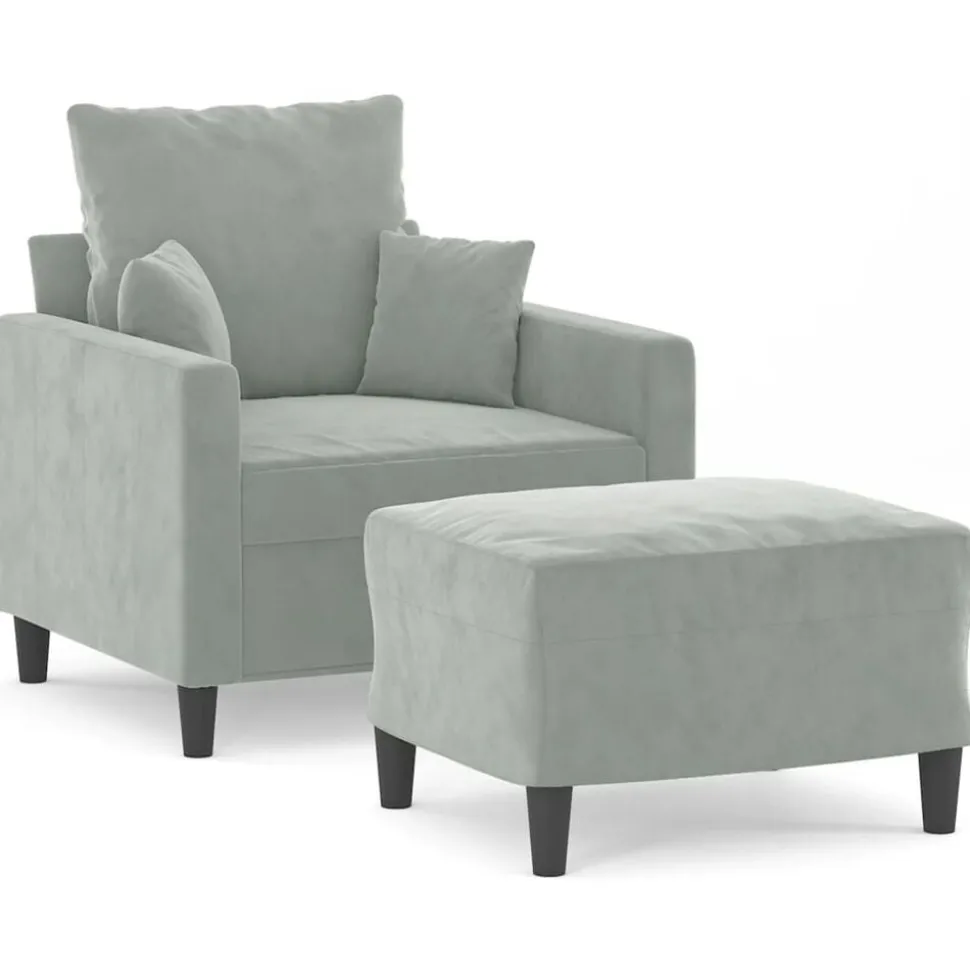 vidaXL Fauteuil met voetenbank 60 cm fluweel geel