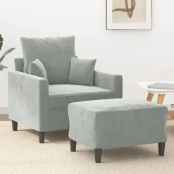 vidaXL Fauteuil met voetenbank 60 cm fluweel zwart