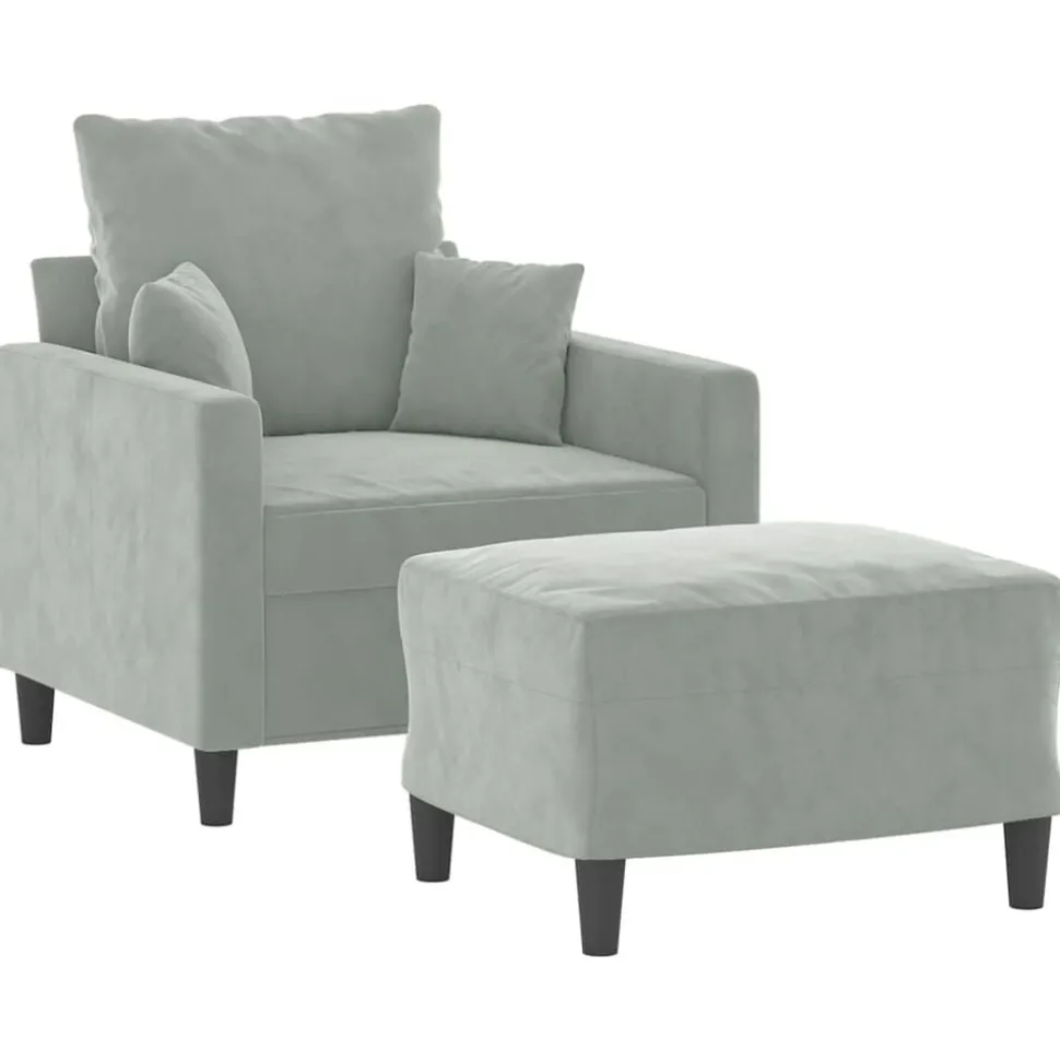 vidaXL Fauteuil met voetenbank 60 cm fluweel zwart