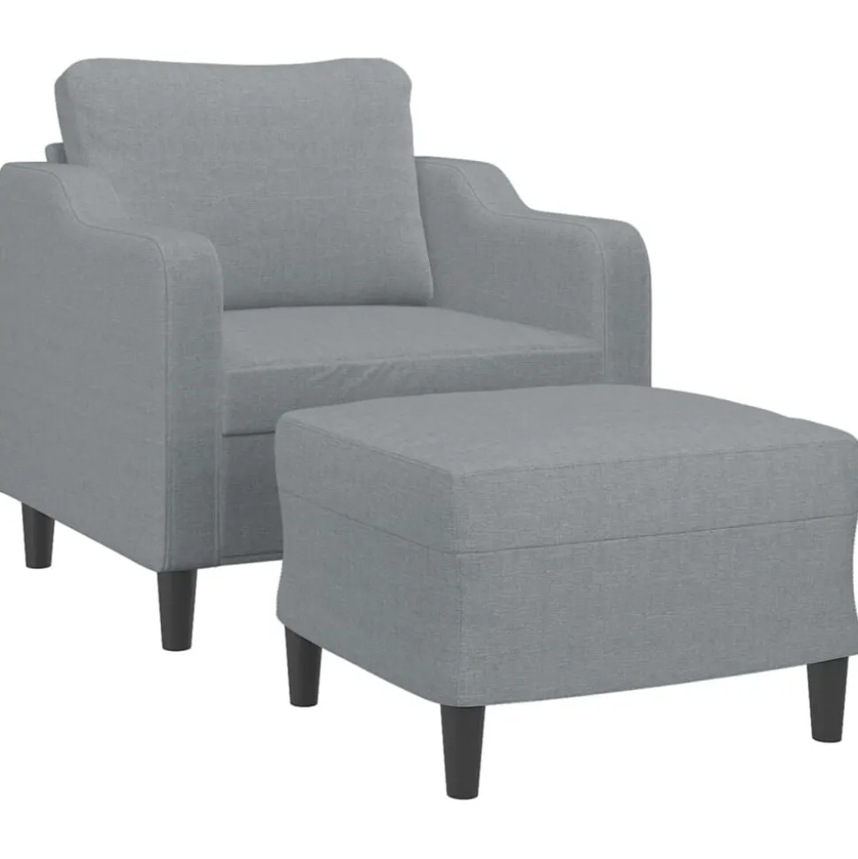 vidaXL Fauteuil met voetenbank 60 cm stof lichtgrijs