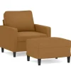 vidaXL Fauteuil met voetenbank 60 cm fluweel bruin