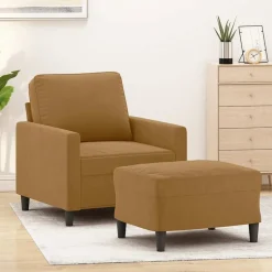 vidaXL Fauteuil met voetenbank 60 cm fluweel bruin