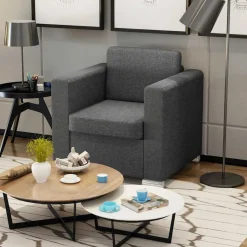 vidaXL Fauteuil stof donkergrijs