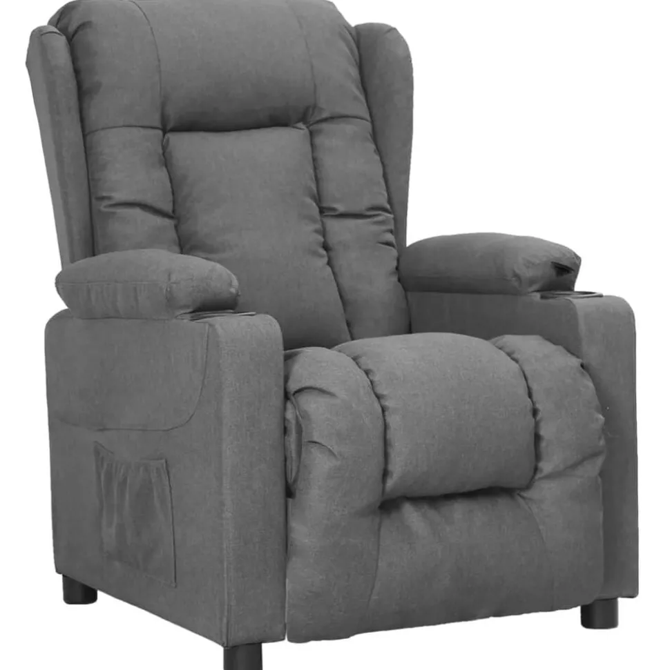 vidaXL Fauteuil verstelbaar stof lichtgrijs