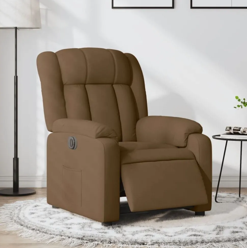 vidaXL Fauteuil verstelbaar elektrisch stof bruin