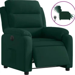 vidaXL Fauteuil verstelbaar elektrisch stof donkergroen
