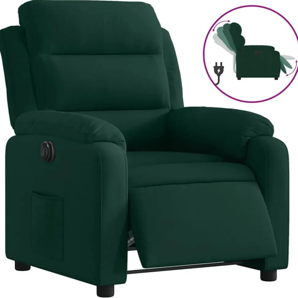 vidaXL Fauteuil verstelbaar elektrisch stof donkergroen
