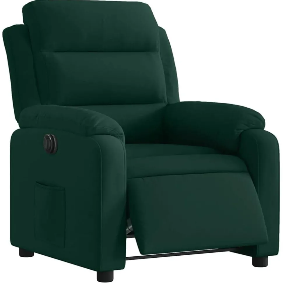 vidaXL Fauteuil verstelbaar elektrisch stof donkergroen