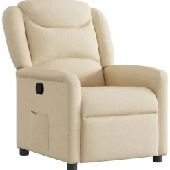 vidaXL Fauteuil verstelbaar stof crèmekleurig