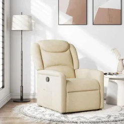 vidaXL Fauteuil verstelbaar stof crèmekleurig
