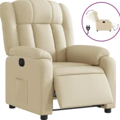 vidaXL Fauteuil verstelbaar elektrisch stof crèmekleurig