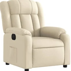 vidaXL Fauteuil verstelbaar elektrisch stof crèmekleurig