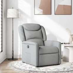 vidaXL Fauteuil verstelbaar stof lichtgrijs
