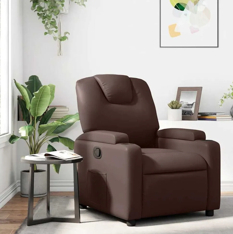 vidaXL Fauteuil verstelbaar kunstleer bruin