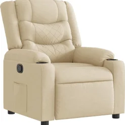 vidaXL Fauteuil verstelbaar stof crèmekleurig