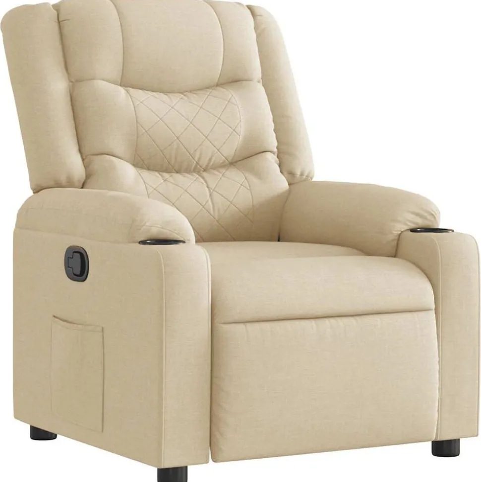 vidaXL Fauteuil verstelbaar stof crèmekleurig