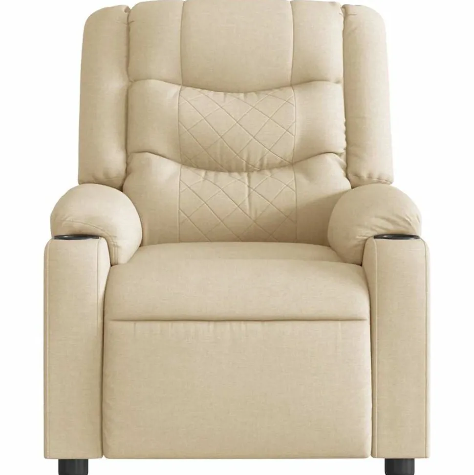 vidaXL Fauteuil verstelbaar stof crèmekleurig