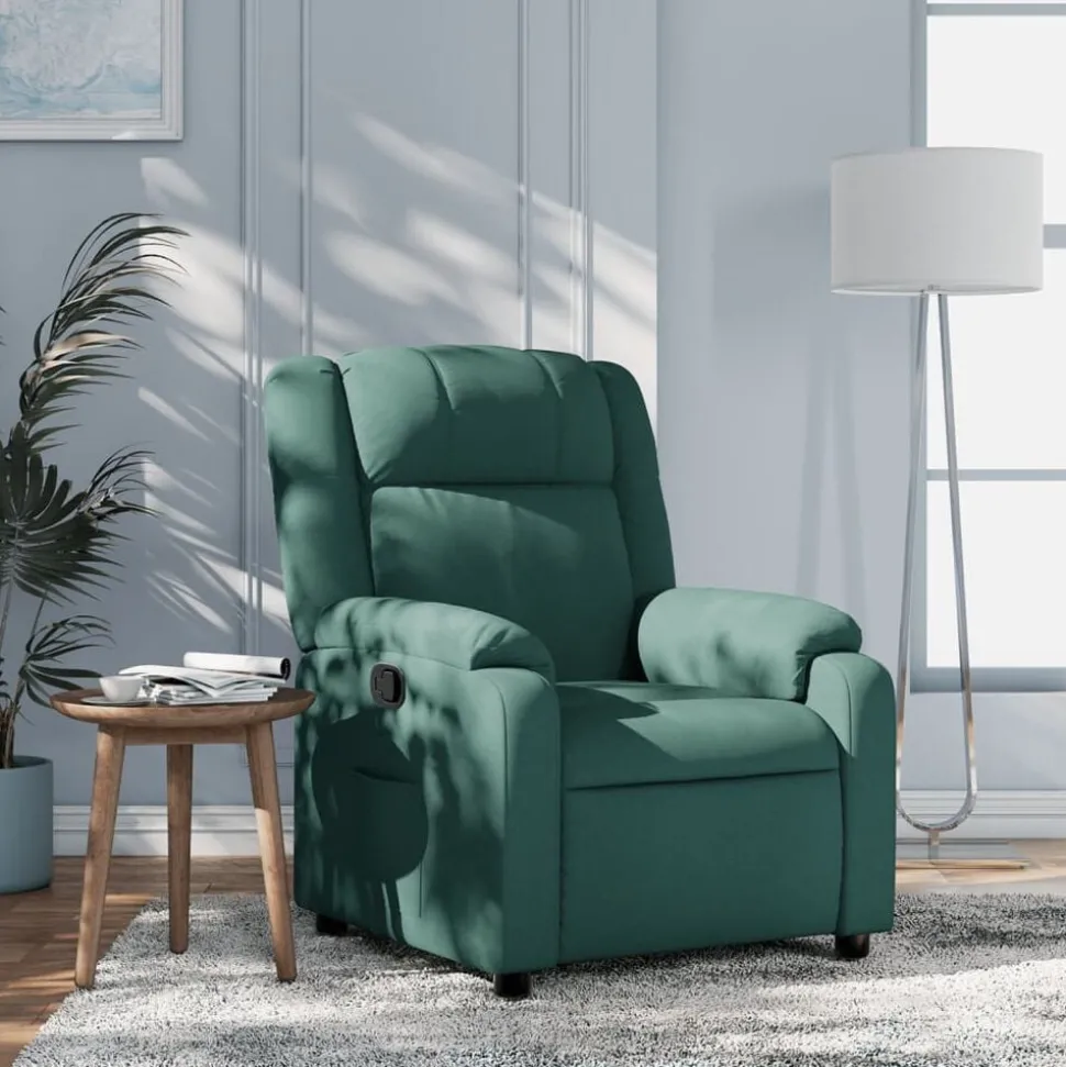 vidaXL Fauteuil verstelbaar stof donkergroen
