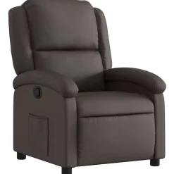 vidaXL Fauteuil verstelbaar echt leer donkerbruin