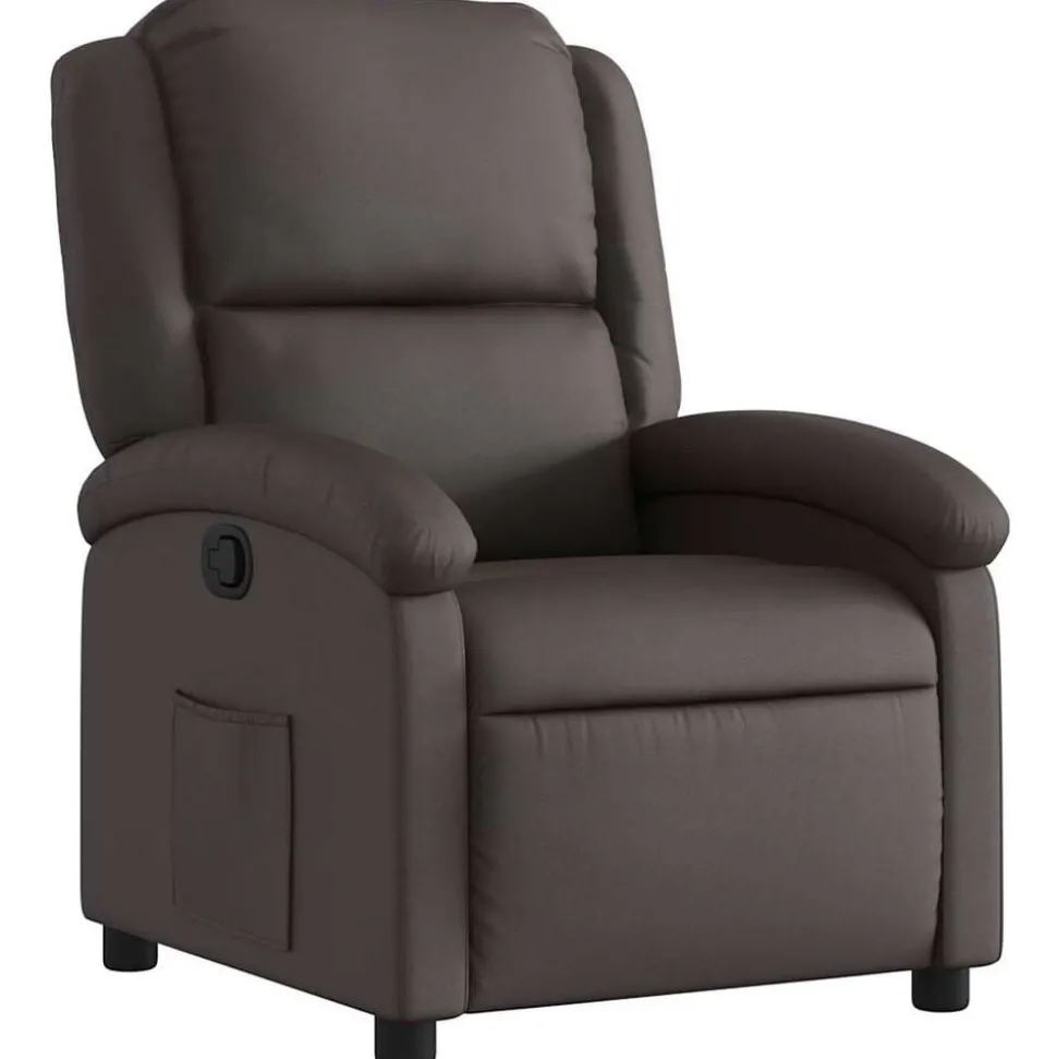 vidaXL Fauteuil verstelbaar echt leer donkerbruin