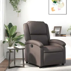 vidaXL Fauteuil verstelbaar echt leer donkerbruin