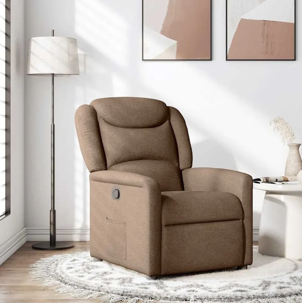 vidaXL Fauteuil verstelbaar stof bruin