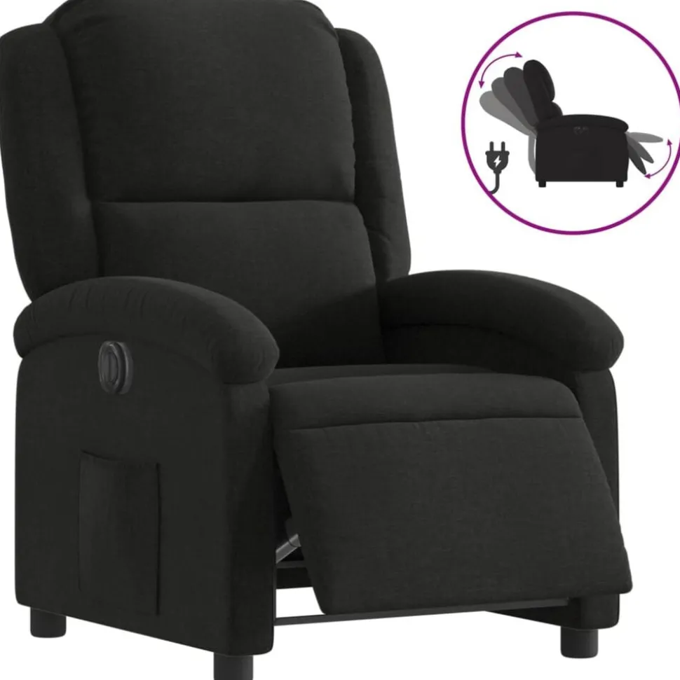 vidaXL Fauteuil verstelbaar elektrisch stof zwart