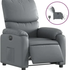 vidaXL Fauteuil verstelbaar elektrisch kunstleer grijs