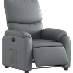 vidaXL Fauteuil verstelbaar elektrisch kunstleer grijs