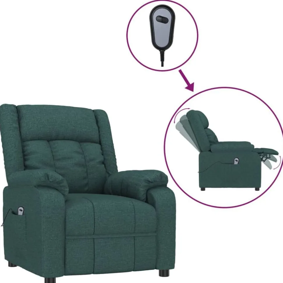 vidaXL Fauteuil verstelbaar elektrisch stof donkergroen
