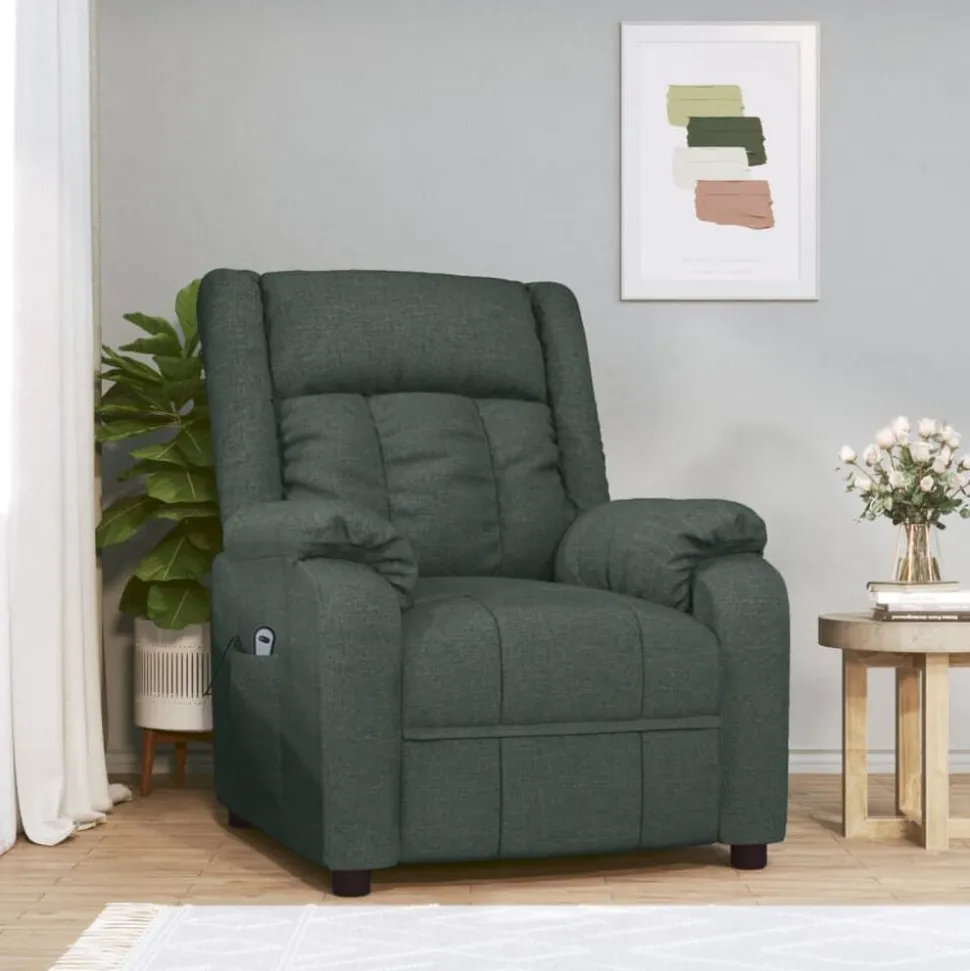 vidaXL Fauteuil verstelbaar elektrisch stof donkergroen