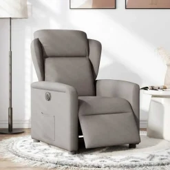vidaXL Fauteuil verstelbaar elektrisch stof taupe
