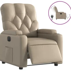 vidaXL Fauteuil verstelbaar elektrisch kunstleer cappuccinokleurig