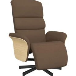 vidaXL Fauteuil verstelbaar met voetensteun stof bruin