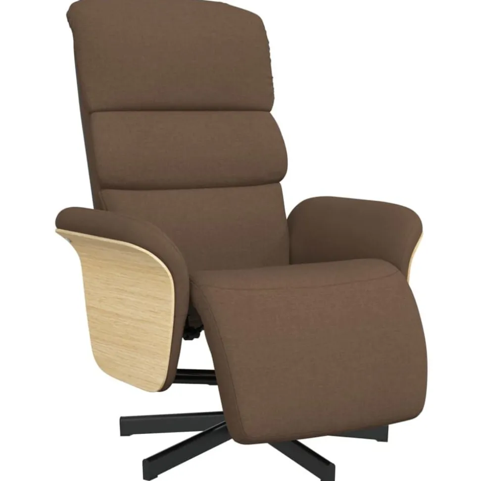 vidaXL Fauteuil verstelbaar met voetensteun stof bruin