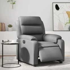 vidaXL Fauteuil verstelbaar elektrisch kunstleer grijs