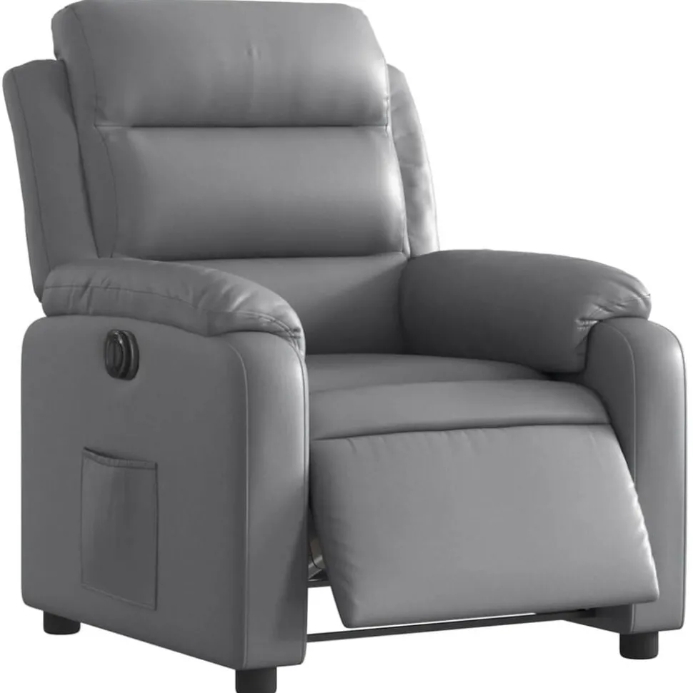 vidaXL Fauteuil verstelbaar elektrisch kunstleer grijs