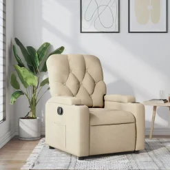 vidaXL Fauteuil verstelbaar stof crèmekleurig