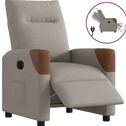 vidaXL Fauteuil verstelbaar elektrisch stof taupe