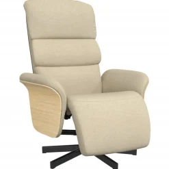 vidaXL Fauteuil verstelbaar met voetensteun stof crèmekleurig