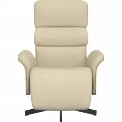 vidaXL Fauteuil verstelbaar met voetensteun stof crèmekleurig