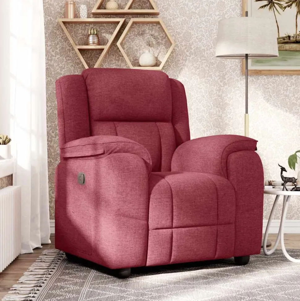vidaXL Fauteuil verstelbaar stof wijnrood