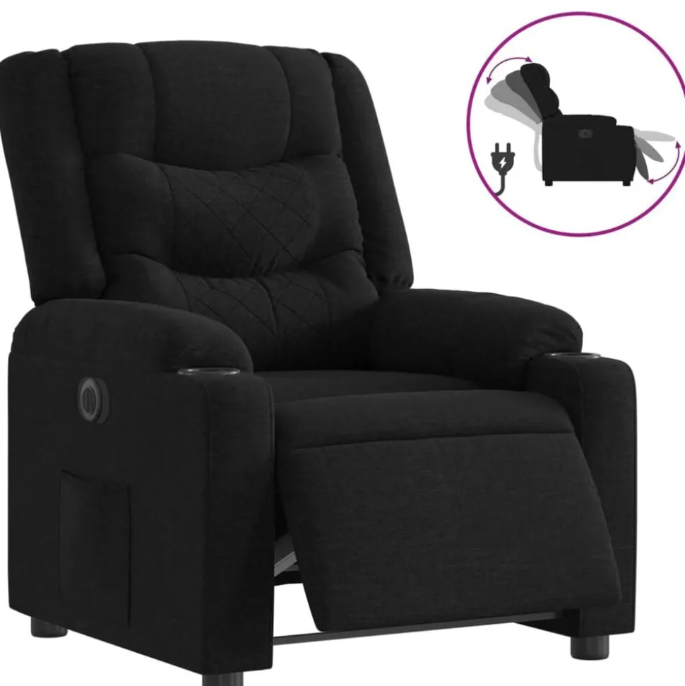 vidaXL Fauteuil verstelbaar elektrisch stof zwart