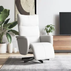 vidaXL Fauteuil verstelbaar met voetensteun kunstleer wit