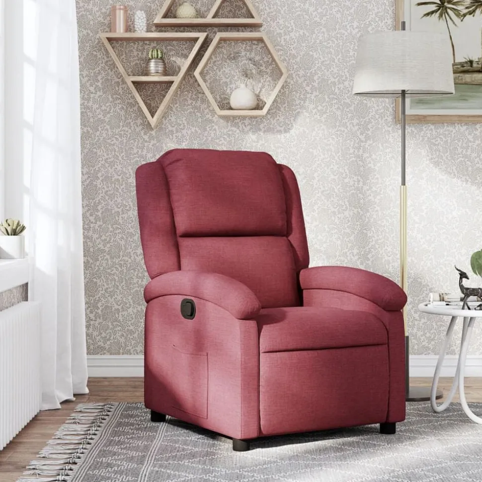 vidaXL Fauteuil verstelbaar stof wijnrood