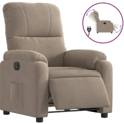 vidaXL Fauteuil verstelbaar elektrisch microvezelstof taupe