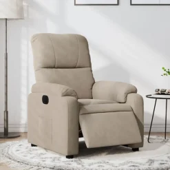 vidaXL Fauteuil verstelbaar elektrisch microvezelstof taupe