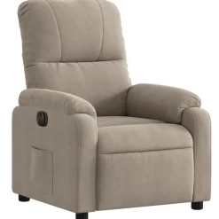 vidaXL Fauteuil verstelbaar elektrisch microvezelstof taupe