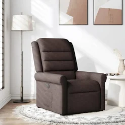 vidaXL Fauteuil verstelbaar stof donkerbruin